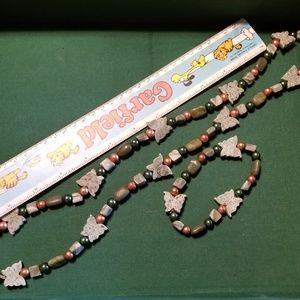 Green Marble & Copper Bead Necklace & Bracelet